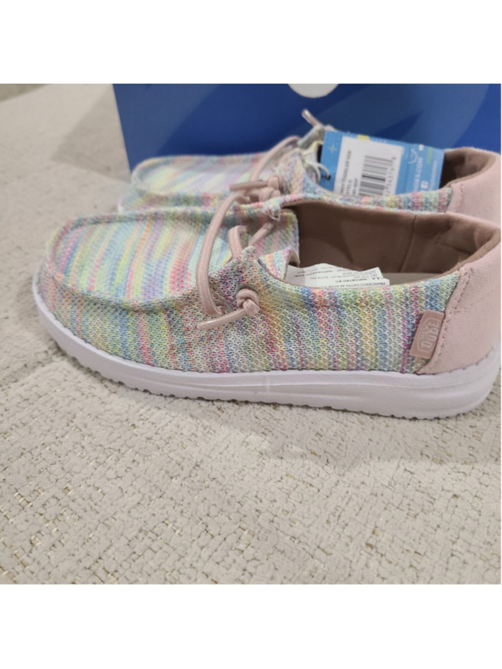 NEW Hey Dude size 10 Toddler Pink Wendy Stretch Sox Moc Shoes Pastel Rainbow - Picture 5 of 11